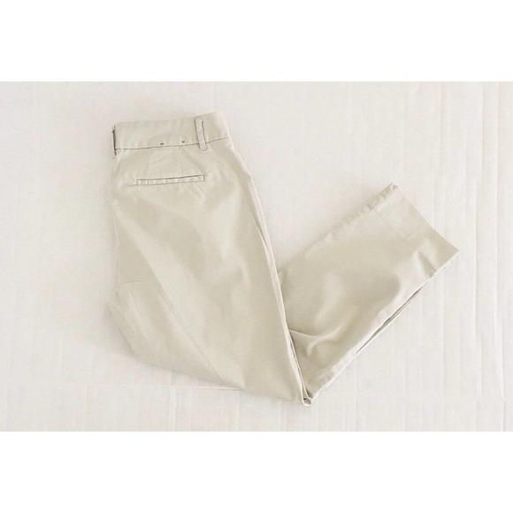 J Crew | Petite Skimmer Pants Size 2 Beige Ankle Crop Cotton Stretch - Picture 7 of 8